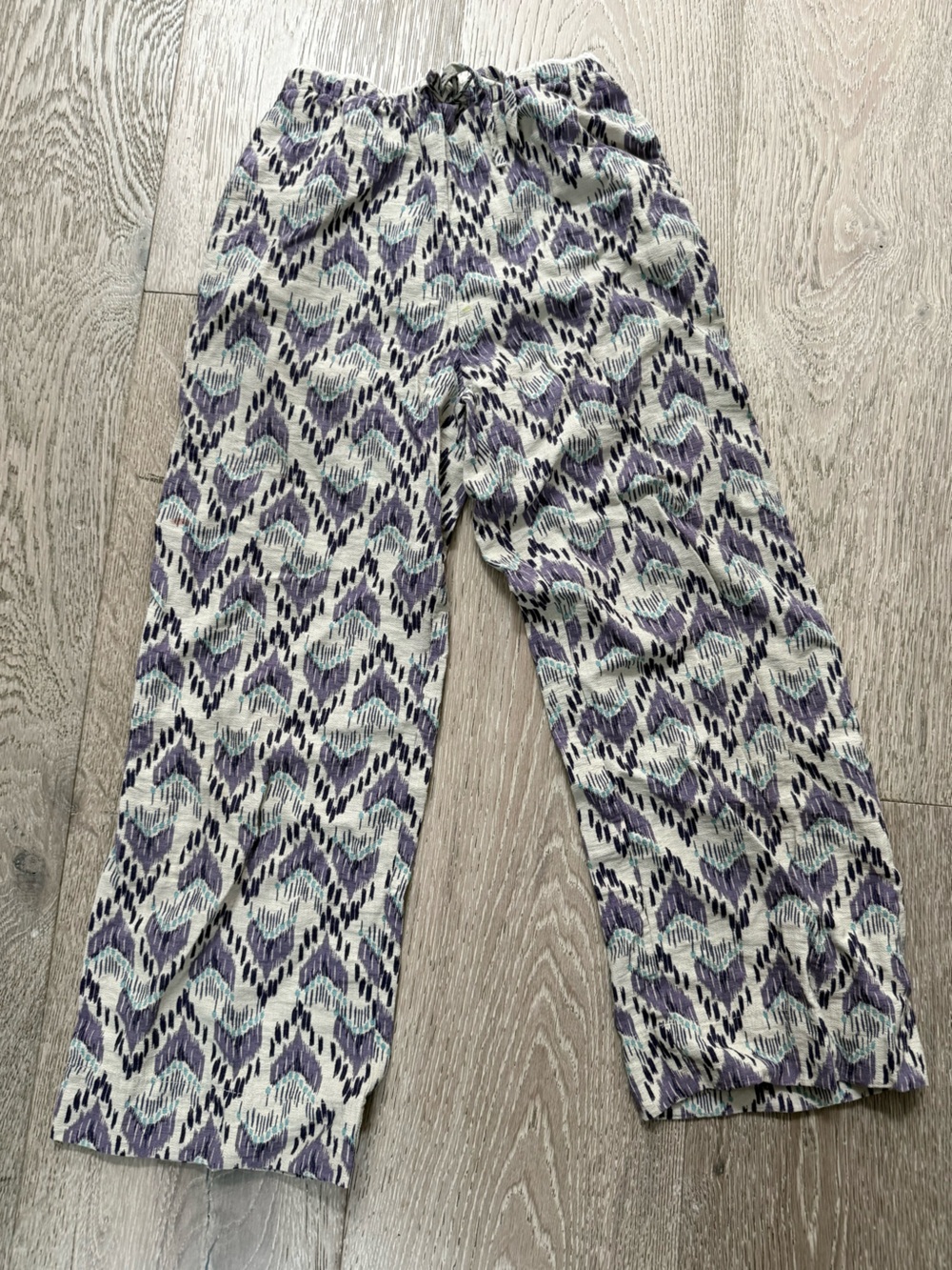 Zara Lavender, Mint & Navy Patterned wide leg pants